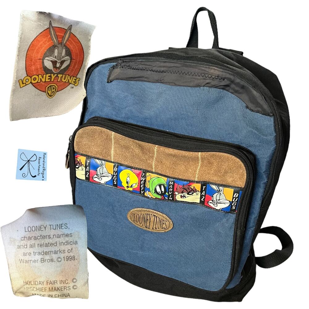 Warner Bros. Looney Tunes 1998 Canvas Denim Character Backpack